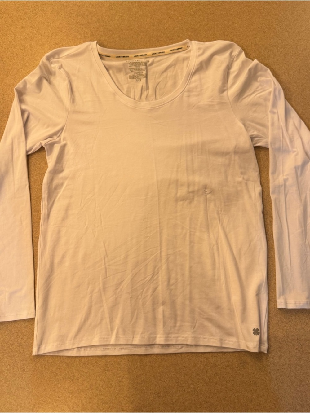 Lucky Brand White Long Sleeve Scoop Neck Tee